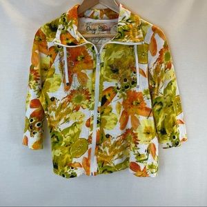 Onque Summer Casuals 3/4 Sleeve Zip Jacket Size S